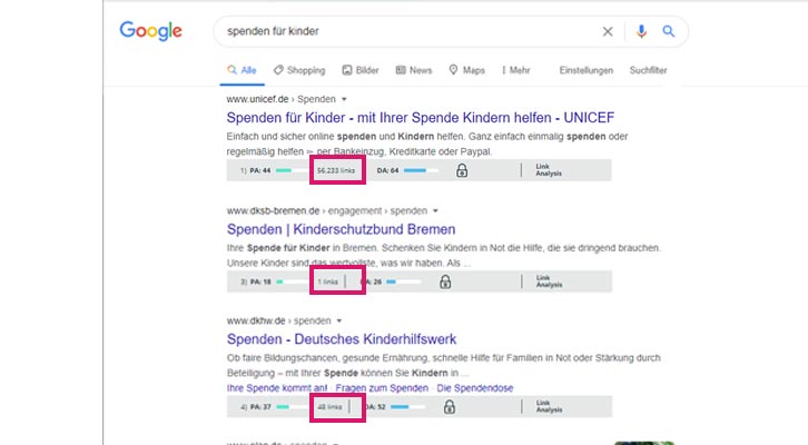 Google-Suchanfrange-Spenden-für-Kinder